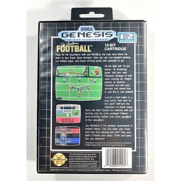 Joe Montana Football 1990 Sega Genesis Complete with Case and Manual Tested - Picture 2 of 9
